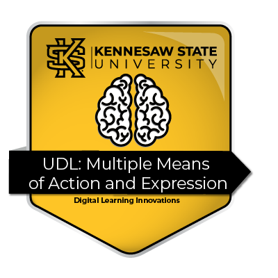 Multiple Means of Action & Expression, presented by Digital Learning Innovations. Badge II.